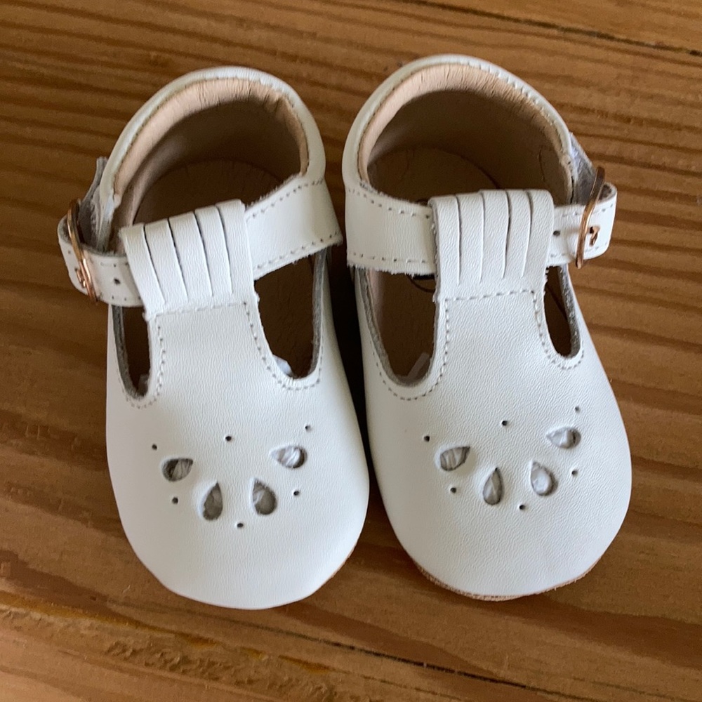 Classic White T-Strap Baby Shoes